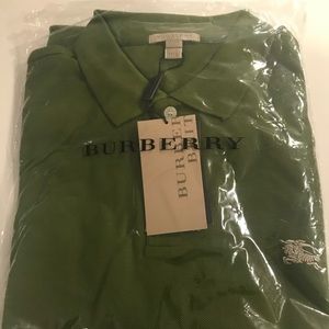 Burberry Long Sleeve Polo XXXL in Olive Green